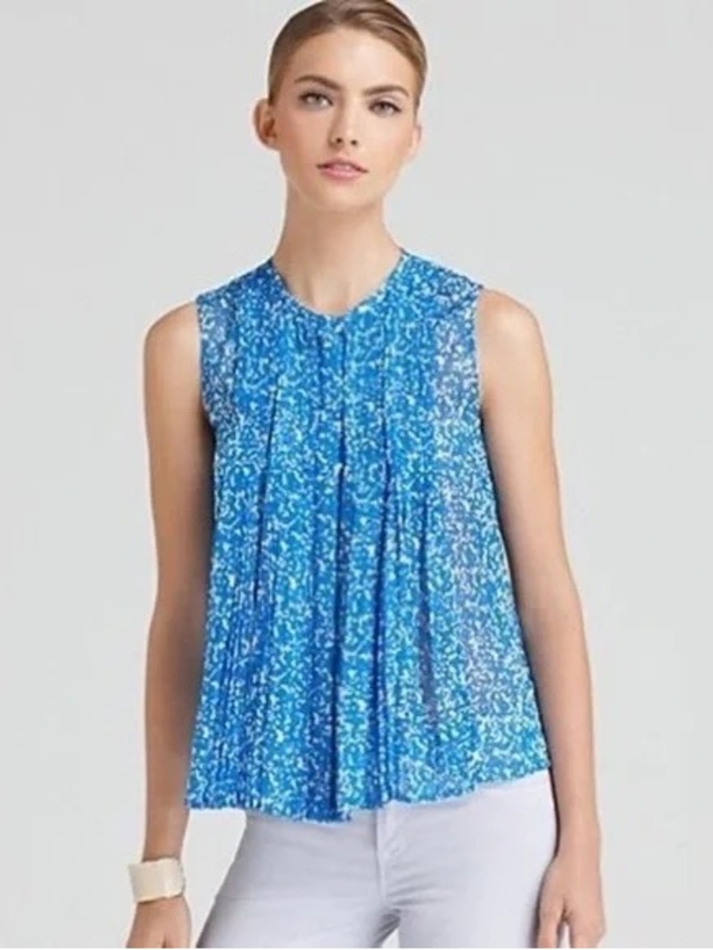 Diane von Furstenberg Israel Silk Blouse Fleck Pleated Corporate Size 4 luxury